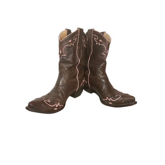 Vintage Old Gringo Women’s 10 B Chocolate Pink Leather Cowboy Boots Embroidered - Picture 3 of 9